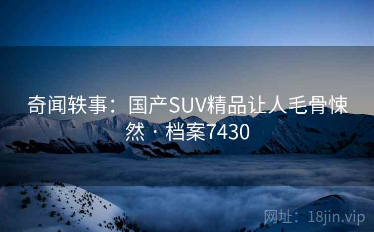 奇闻轶事:国产SUV精品让人毛骨悚然 · 档案7430 奇闻轶事:国产SUV精品让人毛骨悚然 · 档案7430